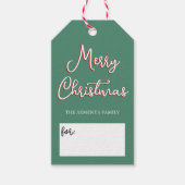 Green Holly Jolly Weihnachts-Foto und Familienname Geschenkanhänger (Vorderseite)