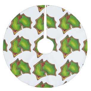 Green Holly Leaf Blätter Cookie Weihnachtsgebäck Polyester Weihnachtsbaumdecke