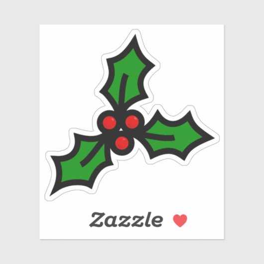 Green Holly mit Red Berries Christmas Graphic Aufkleber (Blatt)
