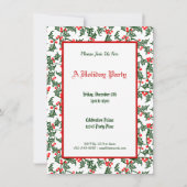 Green Holly Pattern Holiday Editable 4.5x6.25" Einladung (Vorderseite)