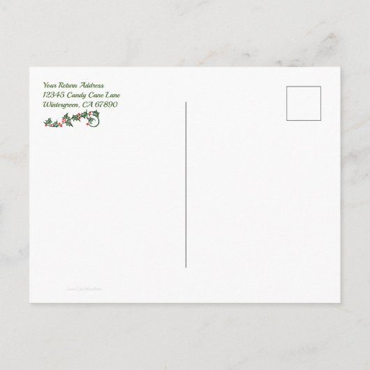 Green Holly Pattern Holiday Editable Save the Date Postkarte (Rückseite)