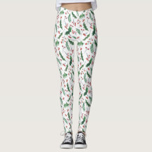 Green Holly Red Berries Holiday Pattern