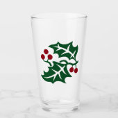 Green Holly Red Berries Weihnachtsthema Glas (Vorderseite)