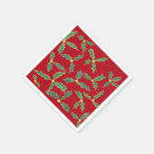 Green Holly Verlasse gelbe Blumen Papier Napkins Serviette (Ecke)