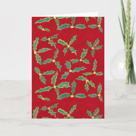Green Holly Verlasse gelbe Blumen Weihnachtskarten Feiertagskarte