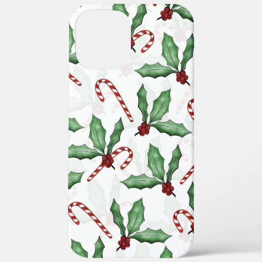 Green Holly Verlasse Red Berries Candy Cane Paint Case-Mate iPhone Hülle (Rückseite)