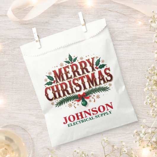 Green Holly Vintage Weihnachtsbüro Party Geschenktütchen (Ausgeschnitten)