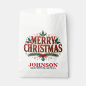 Green Holly Vintage Weihnachtsbüro Party Geschenktütchen (Vorderseite)