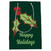 Green Holly Weihnachtsgeschenke Mittlere Geschenktüte (Vorderseite)