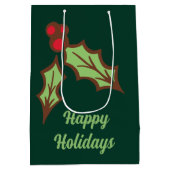 Green Holly Weihnachtsgeschenke Mittlere Geschenktüte (Rückseite)