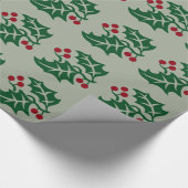Green Holy und Red Berries Holiday Gift Geschenkpapier (Ecke)