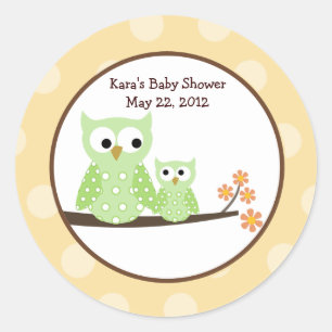 Green Hoot Owls Birthday Baby Dusche Gefallen Stic Runder Aufkleber