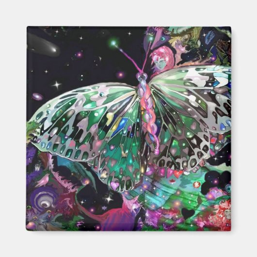 Green Hope Butterfly Steigend Magnet (Vorne)