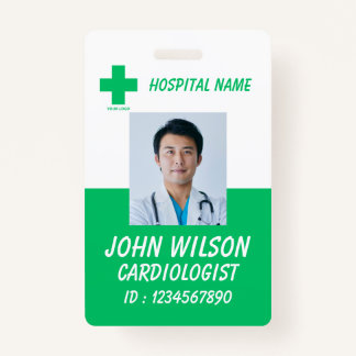Green Hospital Employee Name ID Badge Ausweis