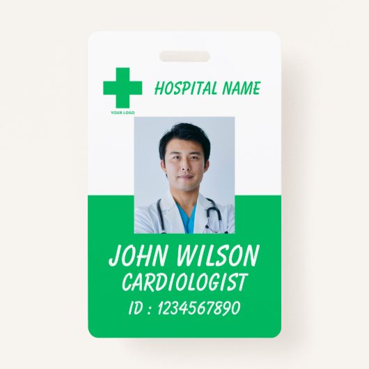 Green Hospital Employee Name ID Badge Ausweis (Vorderseite)