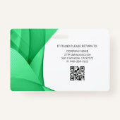 Green | Hospital Medical Employee Foto ID Abzeiche Ausweis (Rückseite)