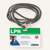 Green | Hospital Medical Employee Foto ID Abzeiche Ausweis (Vorderseite mit Schlüsselband)