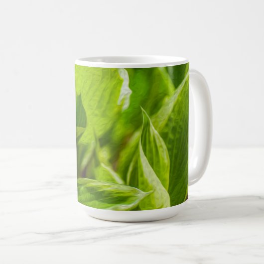 Green Hosta-Blätter Kaffeetasse (VorderseiteRechts)