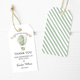 Green Hot Air Ballon Adventure erwartet Babydusche Geschenkanhänger