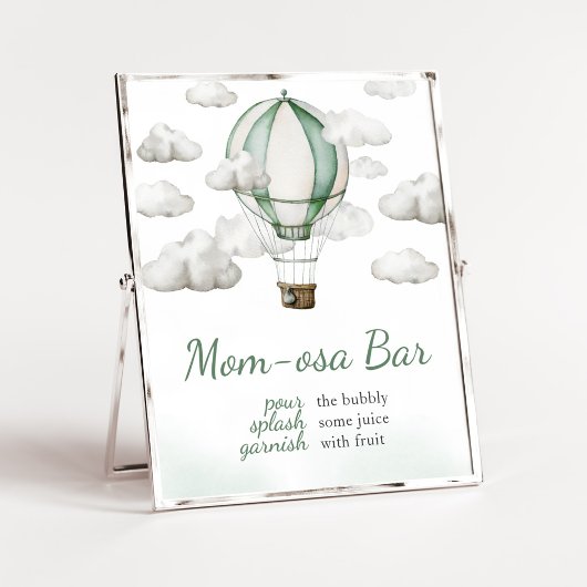 Green Hot Air Ballon Baby Dusche Mama Osa Bar Poster