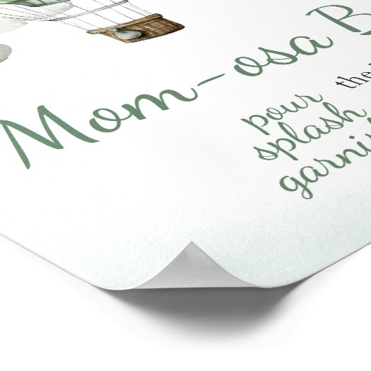 Green Hot Air Ballon Baby Dusche Mama Osa Bar Poster (Ecke)