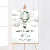 Green Hot Air Ballon Baby Dusche Willkommen Poster