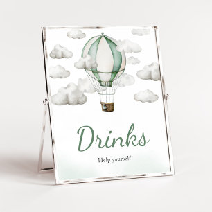Green Hot Air Ballon Baby Duschgetränke Poster