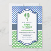 Green Hot Air Ballon Babydusche Einladung (Vorderseite)