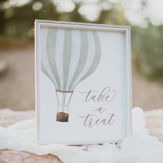 Green Hot Air Ballon Babydusche Nehmen Sie eine Le Poster