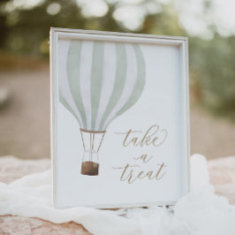 Green Hot Air Ballon Babydusche Nehmen Sie eine Le Poster