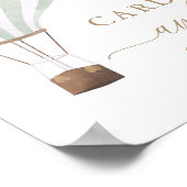 Green Hot Air Ballon Babyduschkarten und Geschenke Poster (Ecke)