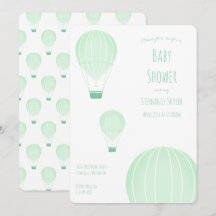 Green Hot Air Ballon | Einladung der Babydusche