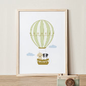 Green Hot Air Ballon mit Puppies Kinderzimmer Post Poster