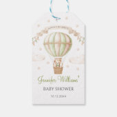 Green Hot Air Ballon Teddy Baby Dusche vielen Dank Geschenkanhänger (Rückseite)