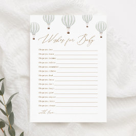 Green Hot Air Balloon Baby Dusche Wünsche für Baby Einladung