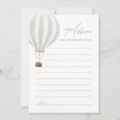 Green Hot Air Balloon Baby Shower Addon Card Einladung (Vorderseite)