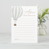 Green Hot Air Balloon Baby Shower Addon Card Einladung (Stehend Vorderseite)