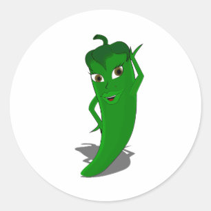 Green Hot Pepper Diva Runder Aufkleber
