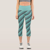 Green Hues Diagonal Stripes Capri Leggings (Vorderseite)