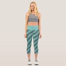 Green Hues Diagonal Stripes Capri Leggings