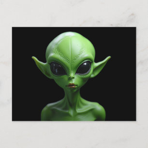 Green humanoid einladungspostkarte