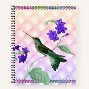Green Hummingbird auf Lila Blume Stem Deluxe Notizblock