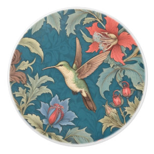 Green Hummingbird Bird William Morris Stil links Keramikknauf