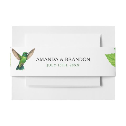 Green Hummingbird Leafy Botanical Border Wedding Einladungsbanderole (Vorderseite Beispiel)