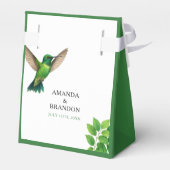 Green Hummingbird Leafy Botanical Border Wedding Geschenkschachtel (Rückseite)