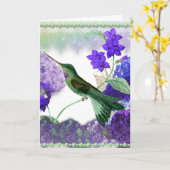 Green Hummingbird mit Blume, Spitzen, Perlkarte Karte (Gelbe Blume)