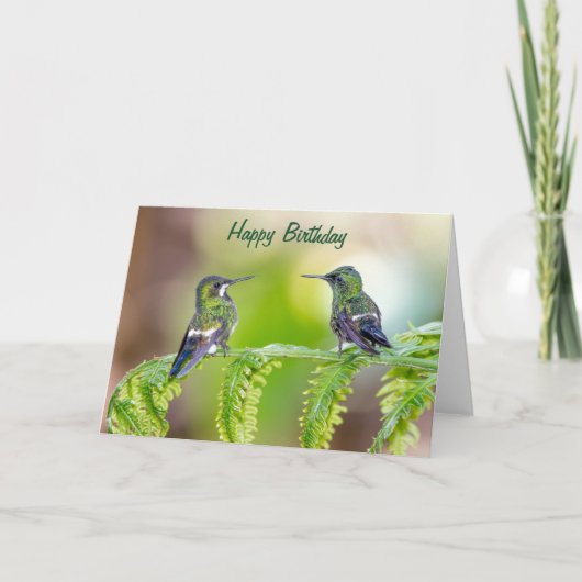 Green Hummingbirds Happy Birthday Karte (Vorderseite)