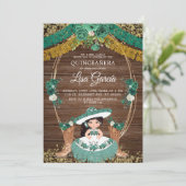 Green Hunter Mexican Boot Charra Mis Quince Einladung (Stehend Vorderseite)