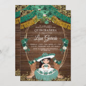 Green Hunter Mexican Boot Charra Mis Quince Einladung (Vorne/Hinten)