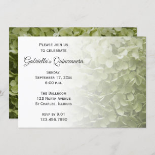 Green Hydrangea Blume Quinceanera Einladung